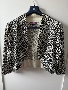 Say What? Leopard Print Cardigan Jacket Women 2X Y2K Animal Print Open Front
